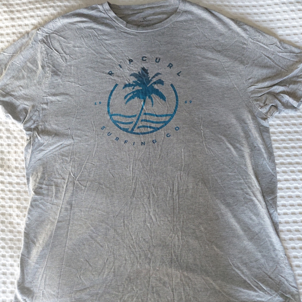 Rip Curl Light Gray Tee with Blue Logo